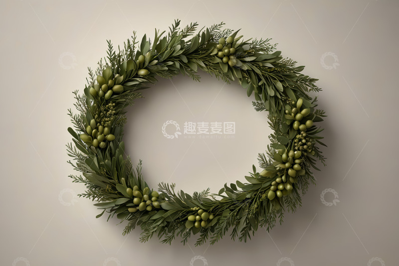 高清大图下载【趣麦麦图】绿色植物花环装饰素材