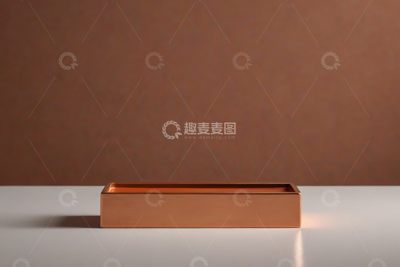 高清大图下载【趣麦麦图】铜色长方体盒子静物展示