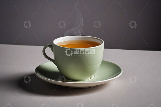 浅绿色杯装热茶特写