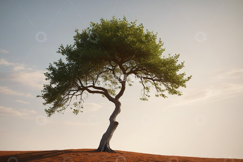 高清大图下载【趣麦麦图】孤树矗立在红土地上