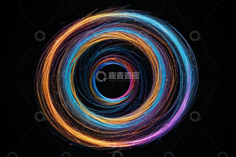 高清大图下载【趣麦麦图】彩色光绘螺旋圆环图案