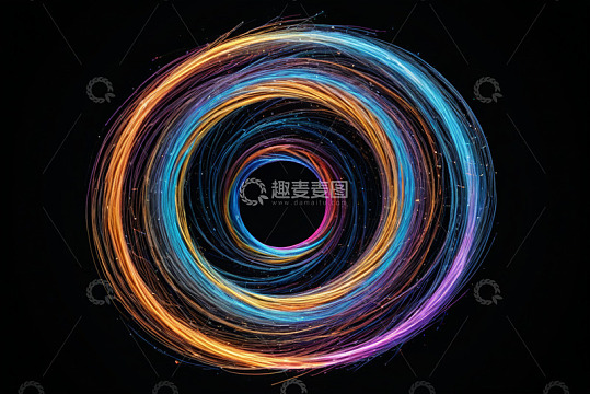 彩色光绘螺旋圆环图案