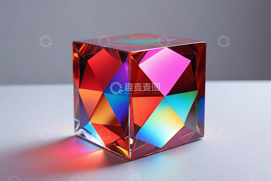 彩色多面立方体玻璃材质静物