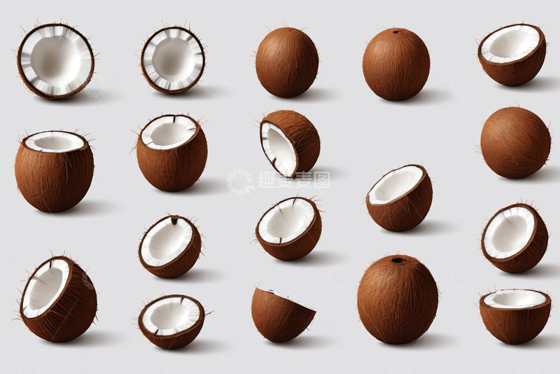 高清大图下载【趣麦麦图】多样摆放的椰子素材