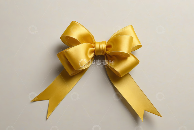高清大图下载【趣麦麦图】金色丝带蝴蝶结装饰素材
