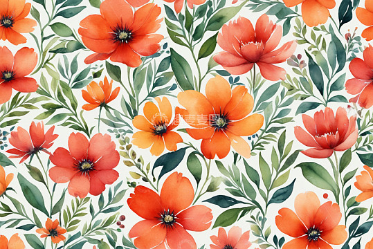 橙色花卉植物装饰图案