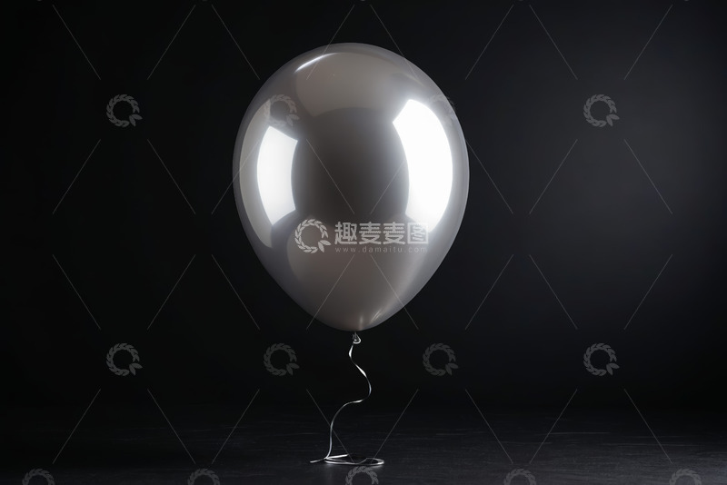 高清大图下载【趣麦麦图】黑色背景下的银色气球