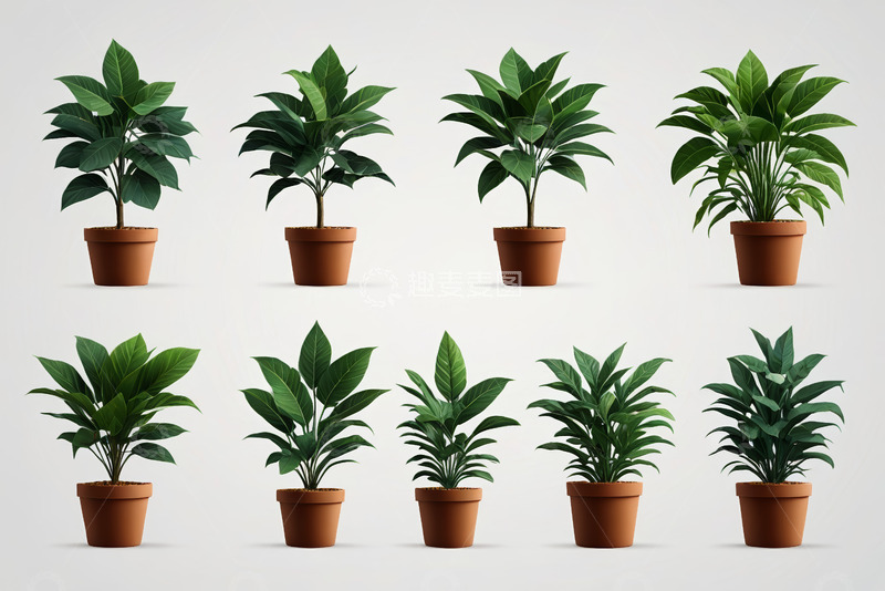 高清大图下载【趣麦麦图】-多盆绿植盆栽展示