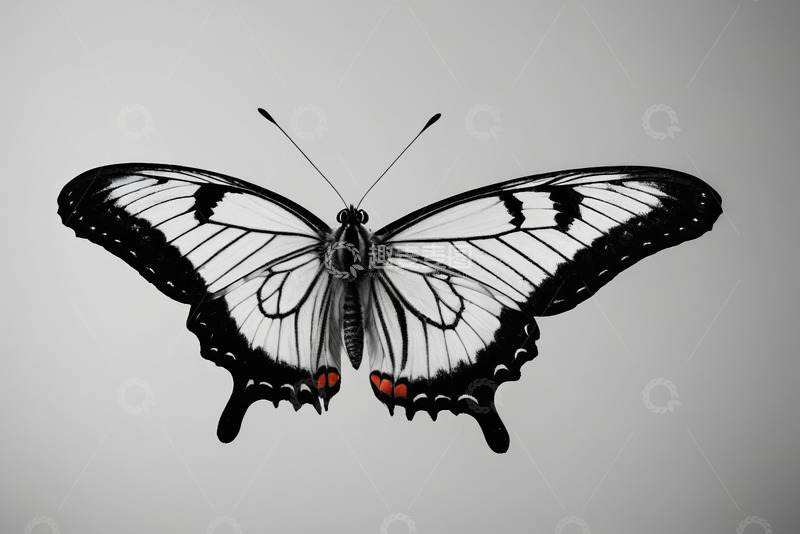 高清大图下载【趣麦麦图】黑白蝴蝶特写画面素材