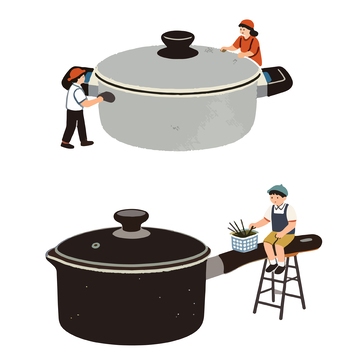卡通厨房烹饪场景插画