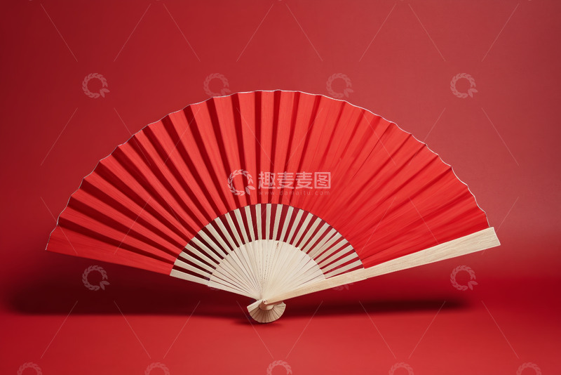 高清大图下载【趣麦麦图】红色折扇特写