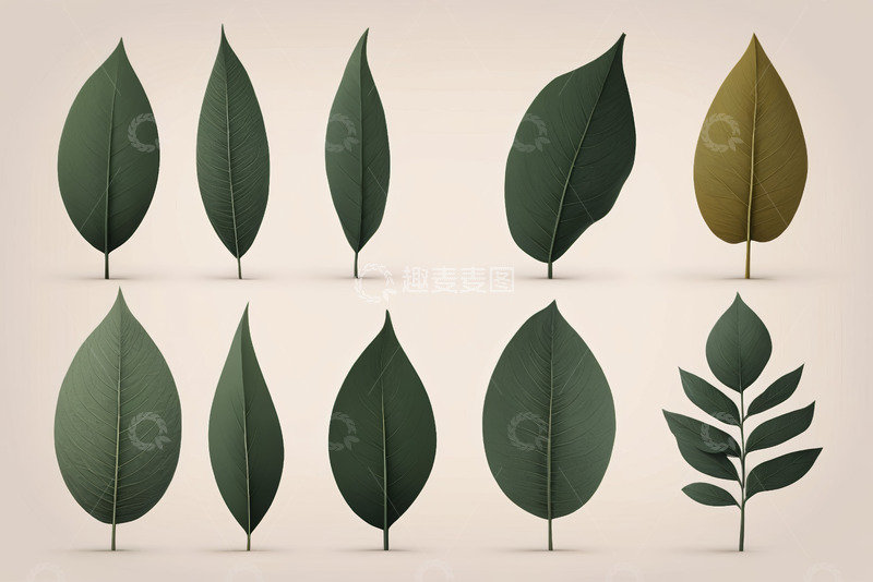 高清大图下载【趣麦麦图】多样绿色叶片素材