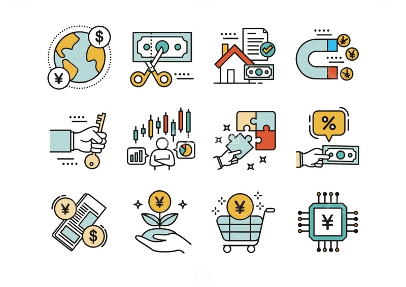 源文件下载【趣麦麦图】金融经济图标插画设计素材