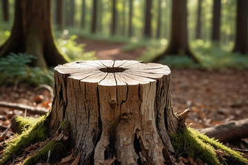 森林中的树桩特写