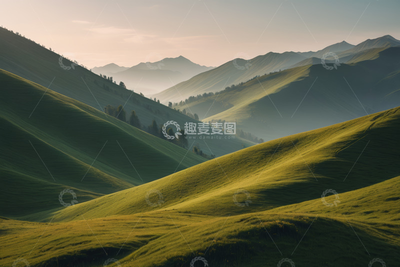 高清大图下载【趣麦麦图】绿色山丘自然风光全景