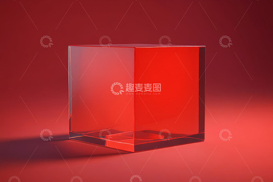 红色透明立方体静物