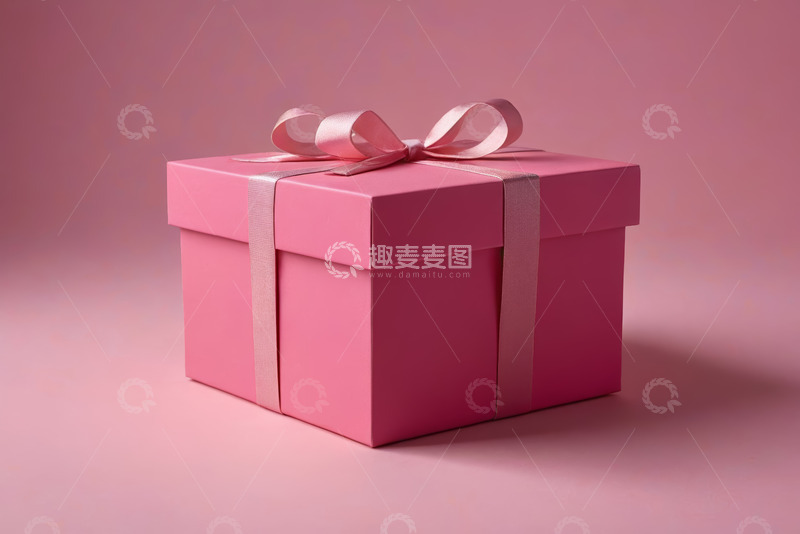 高清大图下载【趣麦麦图】粉色礼物盒配丝带装饰