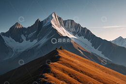 户外雪山与山坡风景