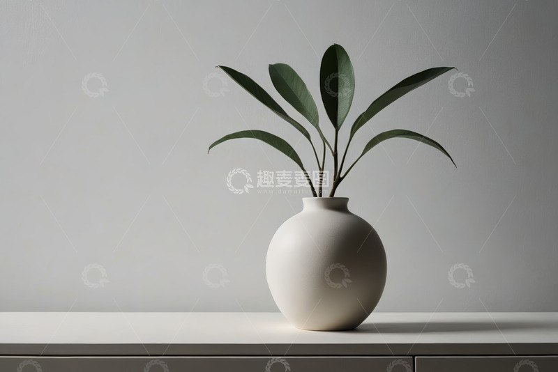 高清大图下载【趣麦麦图】-白色花瓶中的绿植装饰