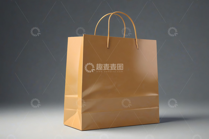 高清大图下载【趣麦麦图】金色纸质购物袋展示
