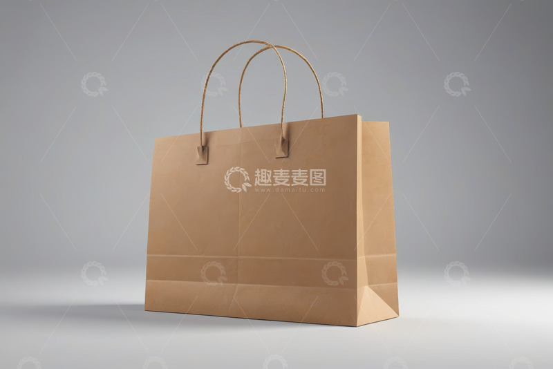 高清大图下载【趣麦麦图】棕色纸质购物袋展示
