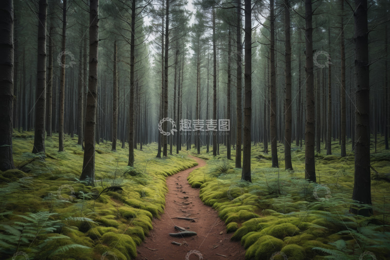 高清大图下载【趣麦麦图】森林中蜿蜒的小径