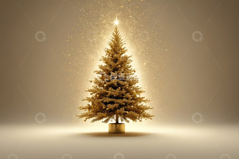 高清大图下载【趣麦麦图】金色圣诞树装饰素材