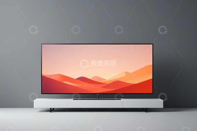 高清大图下载【趣麦麦图】现代电视展示在简约背景前
