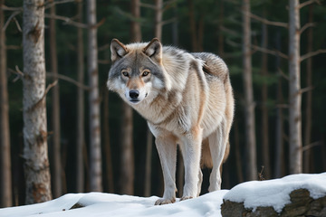 森林雪地中的狼