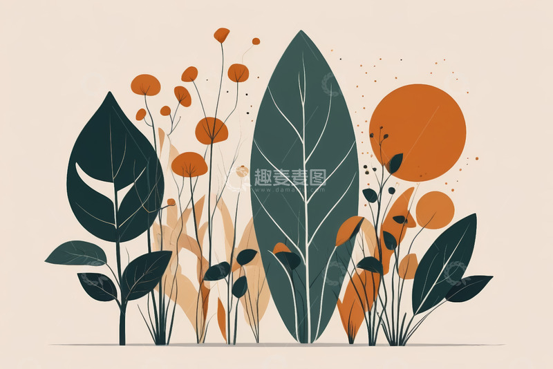 高清大图下载【趣麦麦图】简约风格植物插画素材