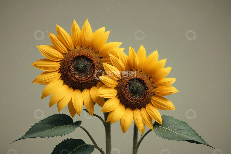 高清大图下载【趣麦麦图】两朵向日葵特写