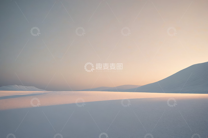 高清大图下载【趣麦麦图】雪地与远山的黄昏风景