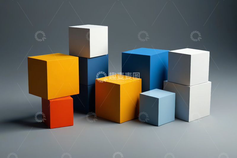 高清大图下载【趣麦麦图】彩色立方体堆叠素材