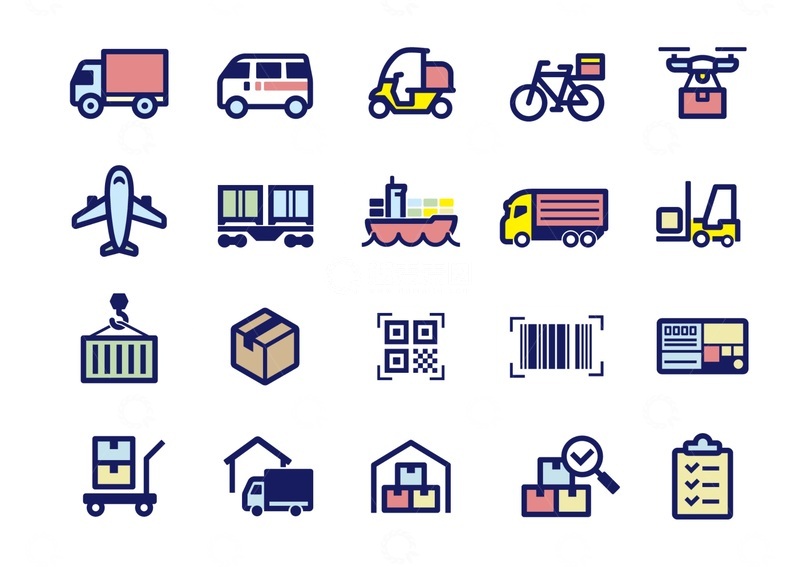源文件下载【趣麦麦图】物流运输图标矢量设计素材
