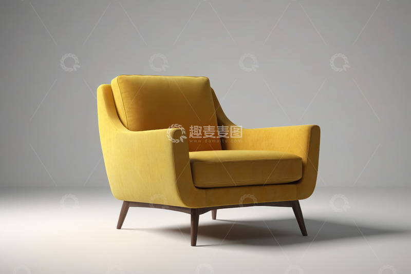 高清大图下载【趣麦麦图】黄色单人沙发家居素材