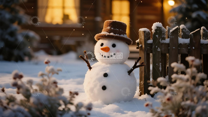 高清大图下载【趣麦麦图】门口的小雪人
