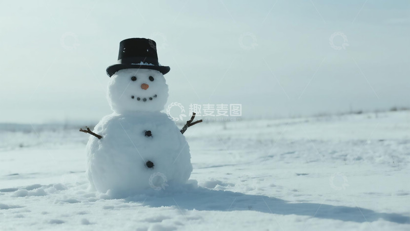高清大图下载【趣麦麦图】朴素雪人背景海报