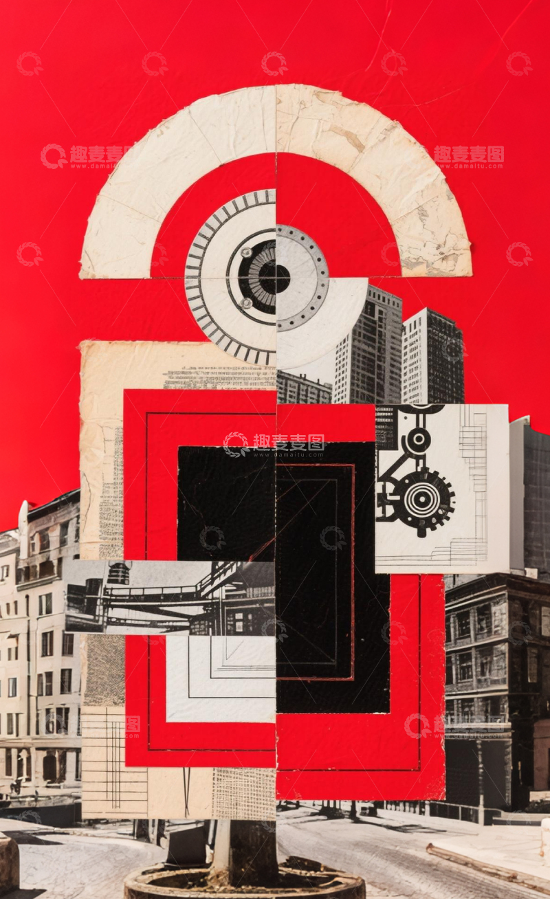高清大图下载【趣麦麦图】几何风格城市拼贴艺术