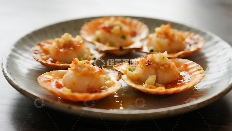 高清大图下载【趣麦麦图】美食烧烤之盘中扇贝