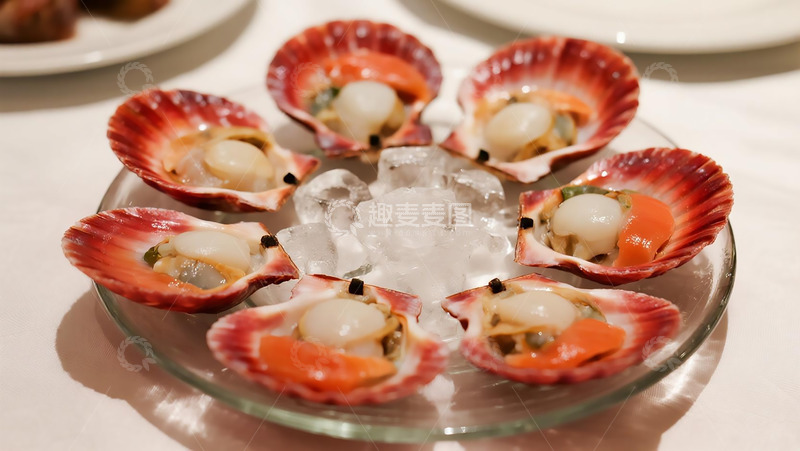 高清大图下载【趣麦麦图】美食烧烤之新鲜的扇贝