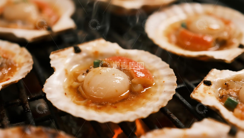 高清大图下载【趣麦麦图】美食烧烤之烧烤扇贝