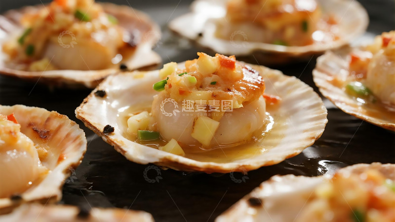 高清大图下载【趣麦麦图】美食烧烤之烧烤扇贝特写