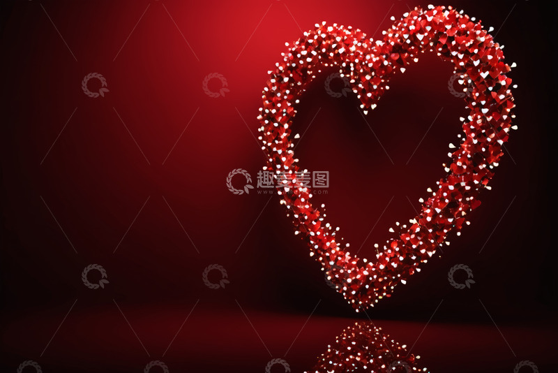 高清大图下载【趣麦麦图】红色背景心形图案素材