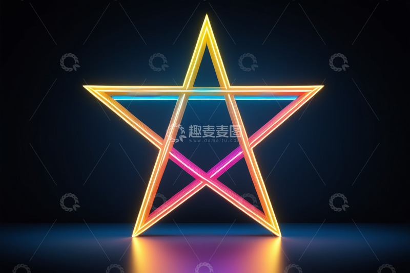 高清大图下载【趣麦麦图】发光霓虹五角星设计素材