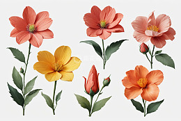 多色花卉组合特写