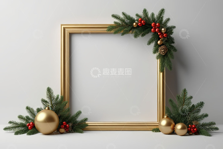 金色相框搭配圣诞装饰