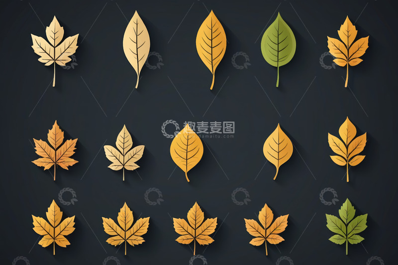高清大图下载【趣麦麦图】多种秋叶图案设计素材