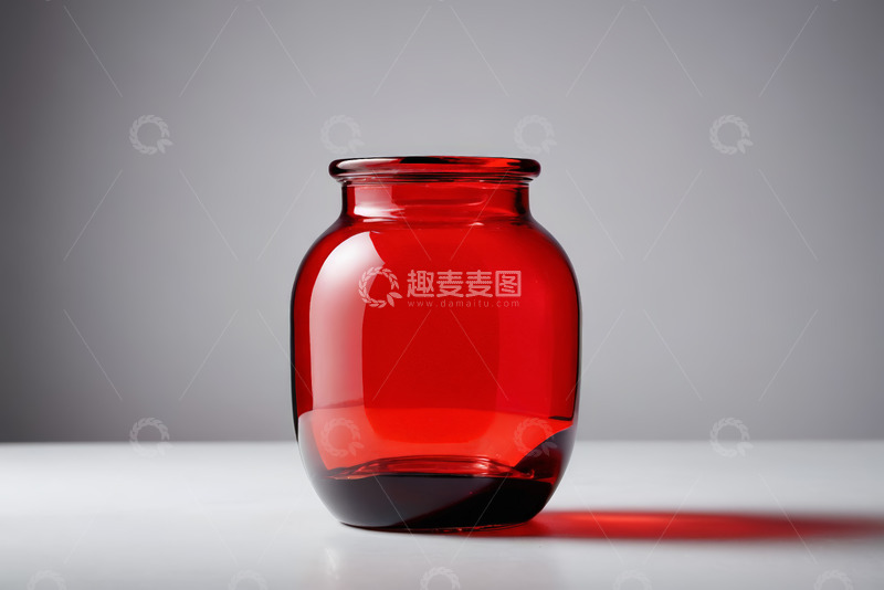高清大图下载【趣麦麦图】红色玻璃罐静物特写