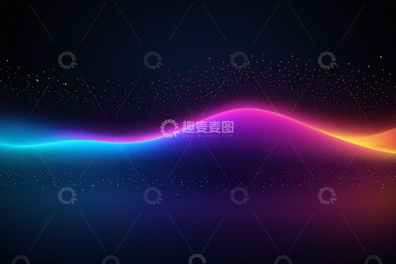 高清大图下载【趣麦麦图】彩色发光波浪抽象背景