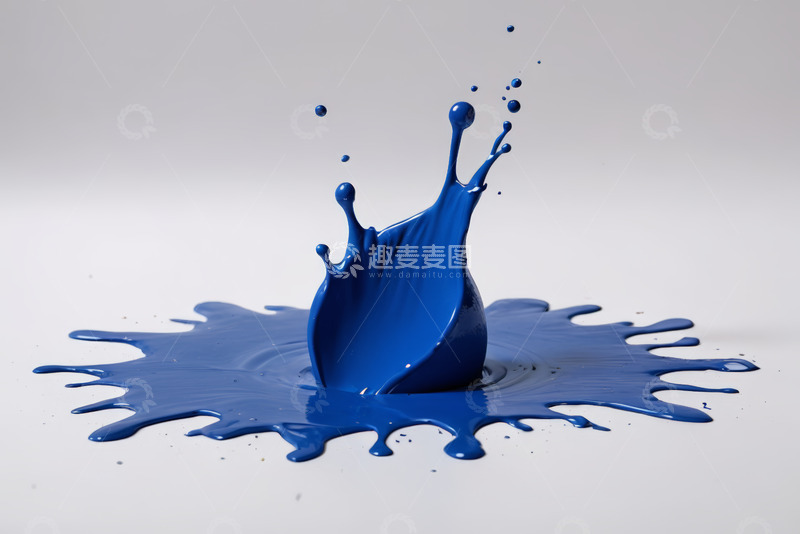 高清大图下载【趣麦麦图】蓝色油漆飞溅特写